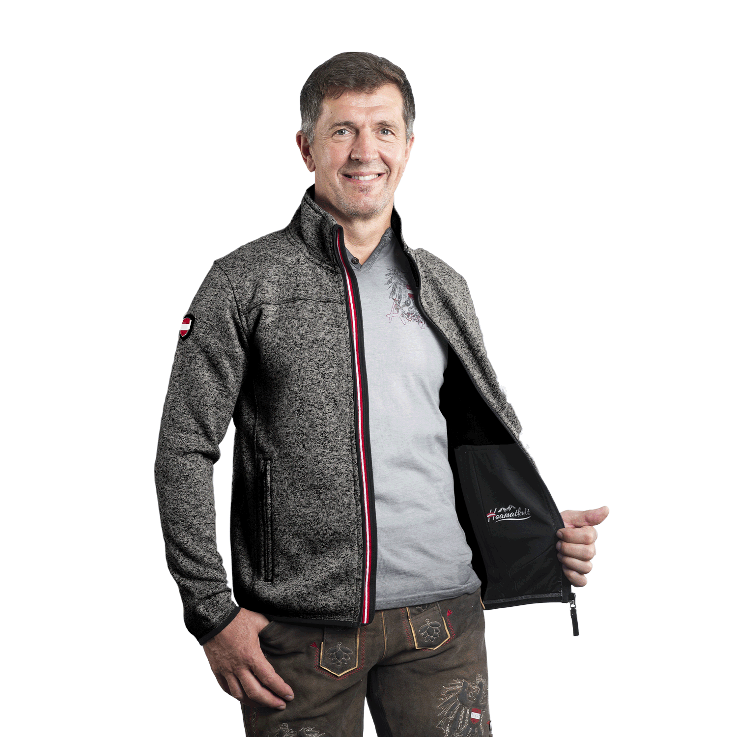 Herren Kultjacke ohne Kapuze dunkelgrau