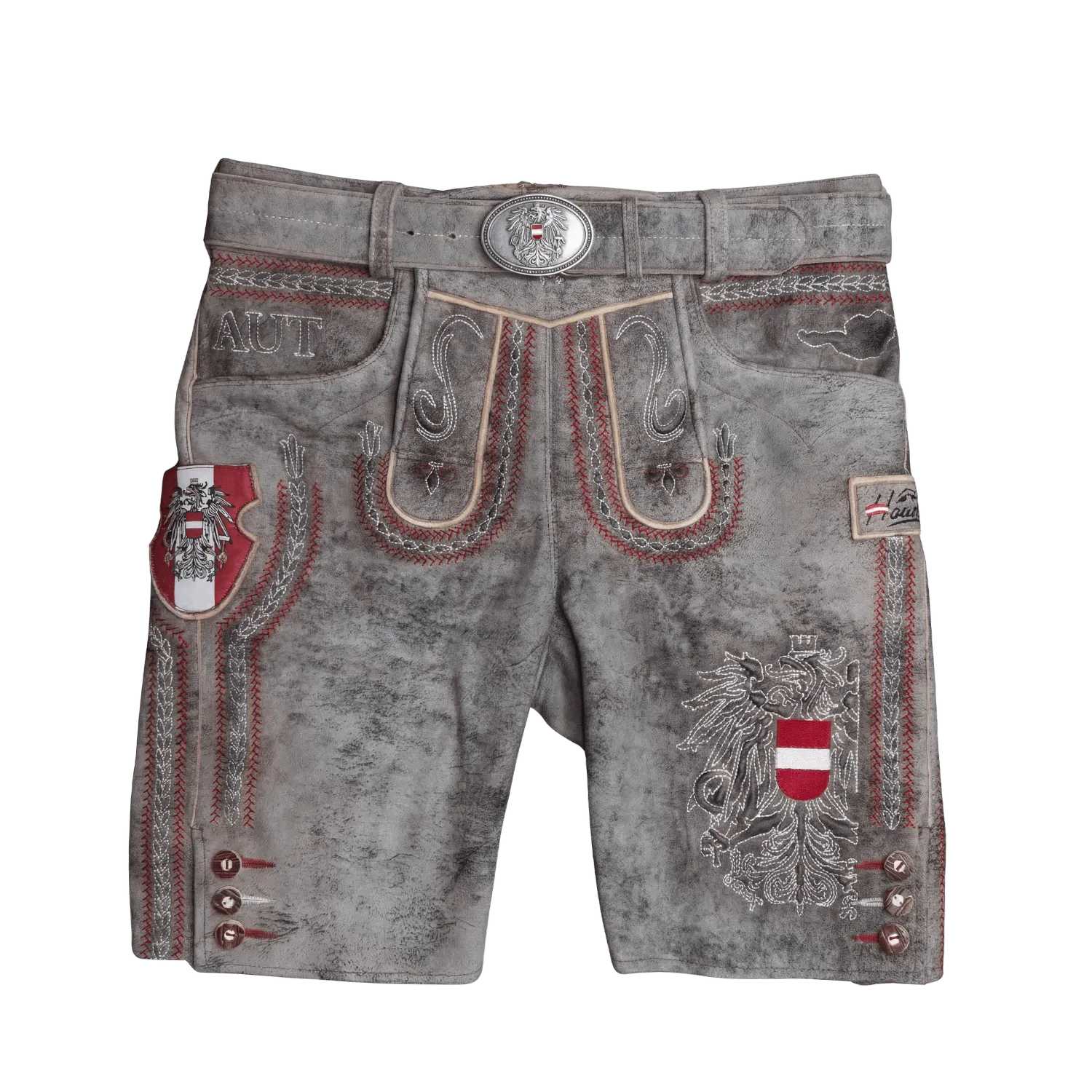Kult Lederhose Österreich Adler - Vintage Grau