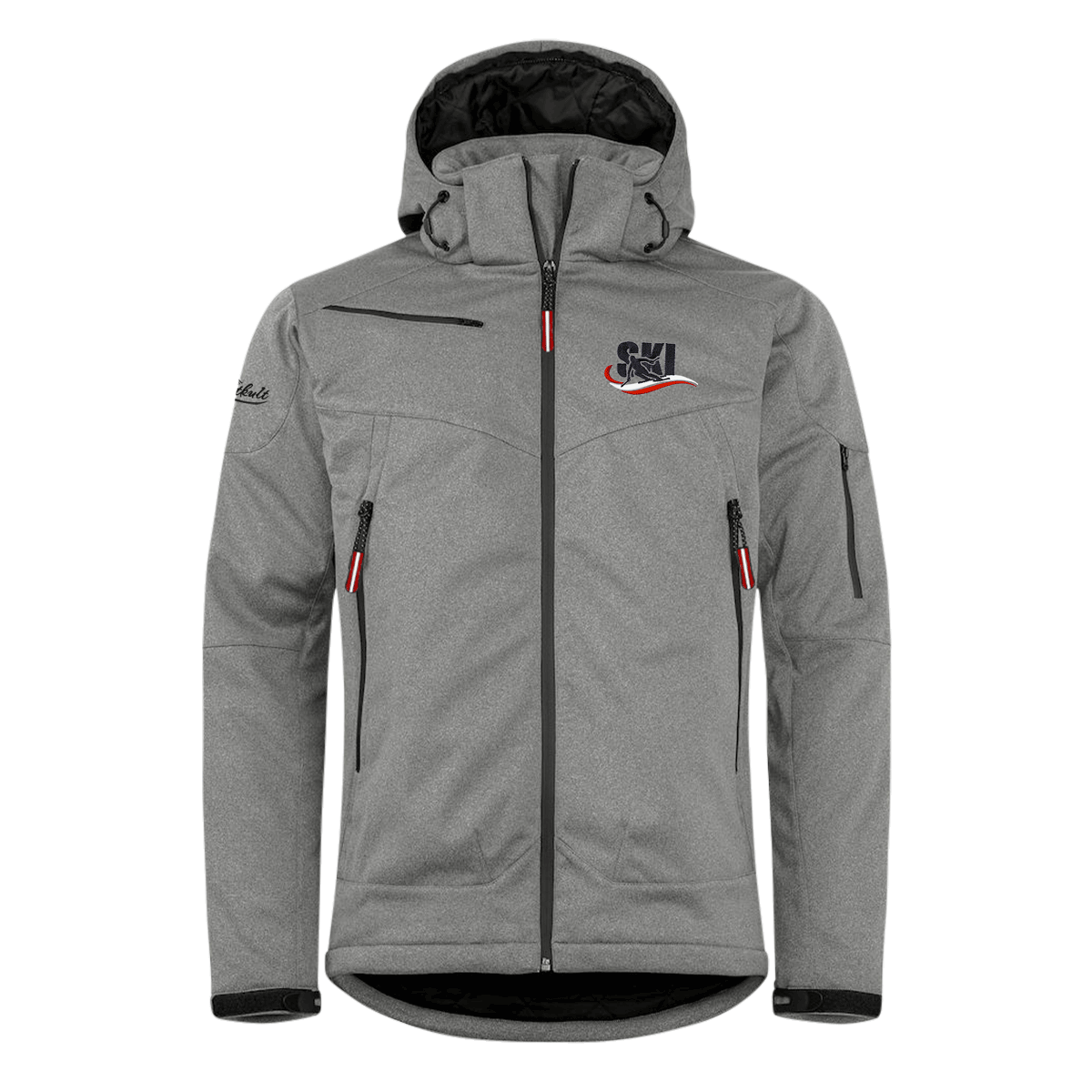 Herren Skijacke grau mit Ski Motiv #Farbe_Grau