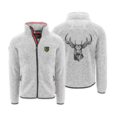 Herren Strickfleece Jacke hellgrau Hirsch #Farbe_Hellgrau