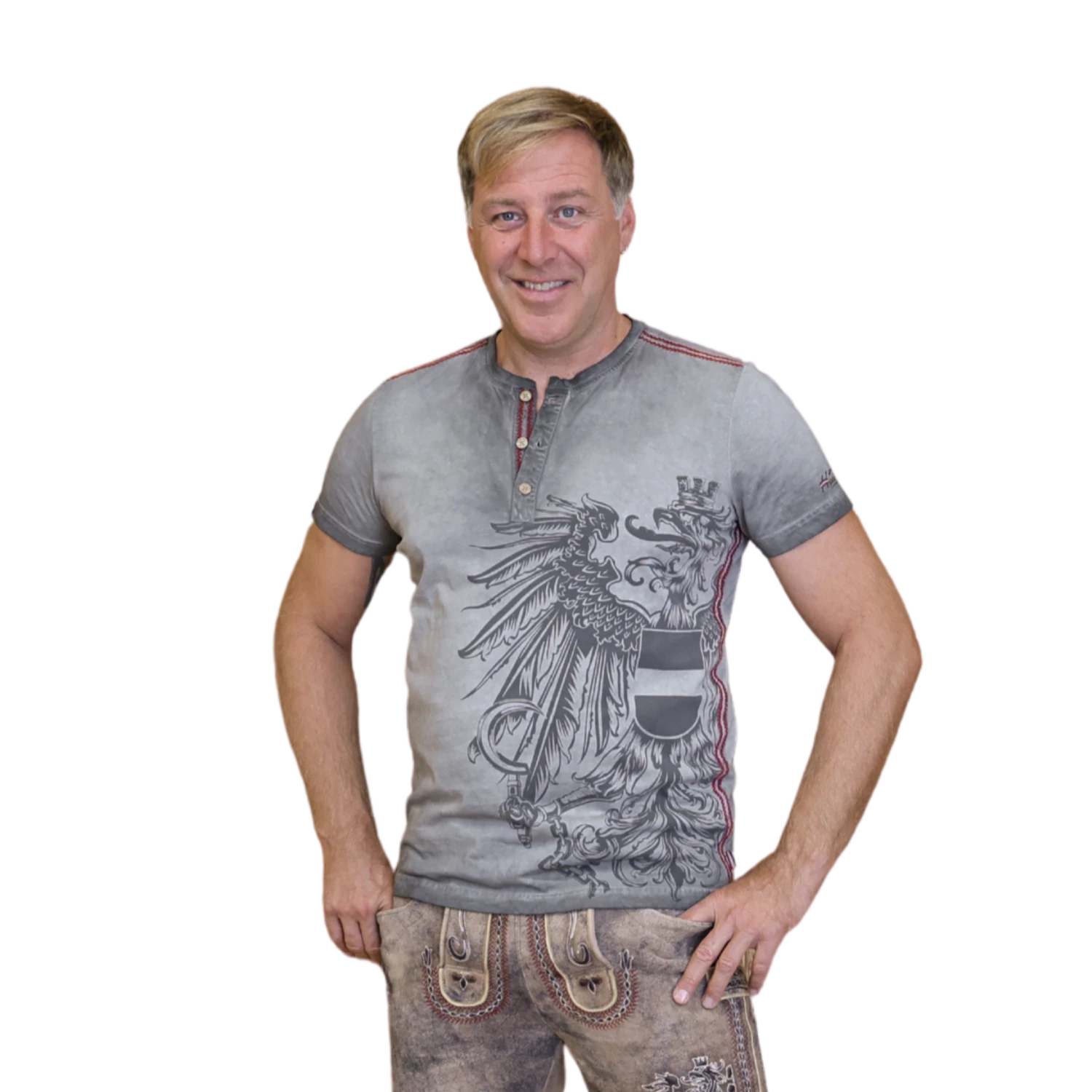 Österreich Adler Vintage Trachten T-Shirt - Dunkelgrau