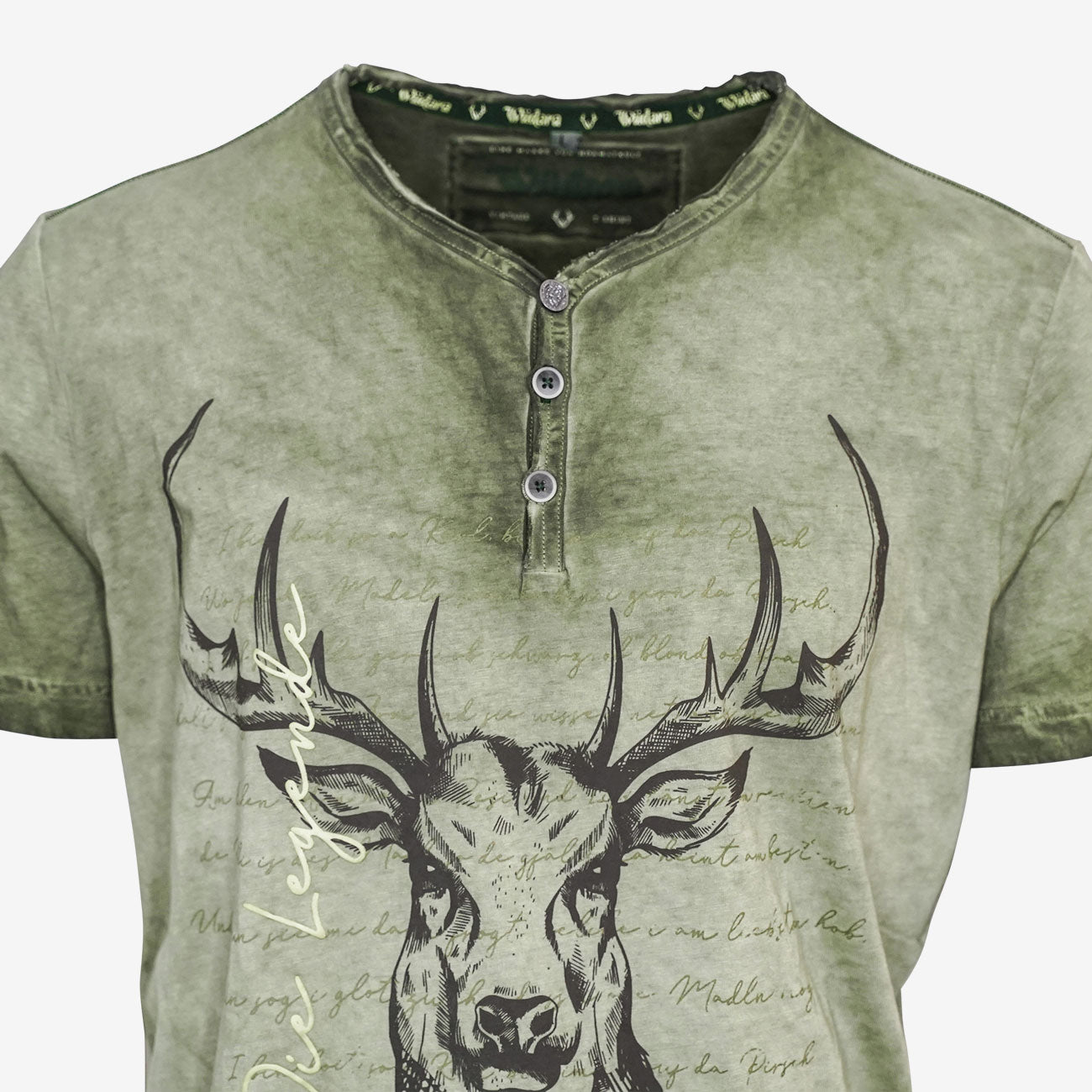 Herren Trachten Shirt grün Hirsch Motiv