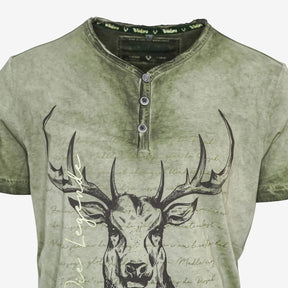 Herren Trachten Shirt grün Hirsch Motiv
