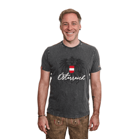 Herren Trachten T-Shirt dunkelgrau Österreich Adler