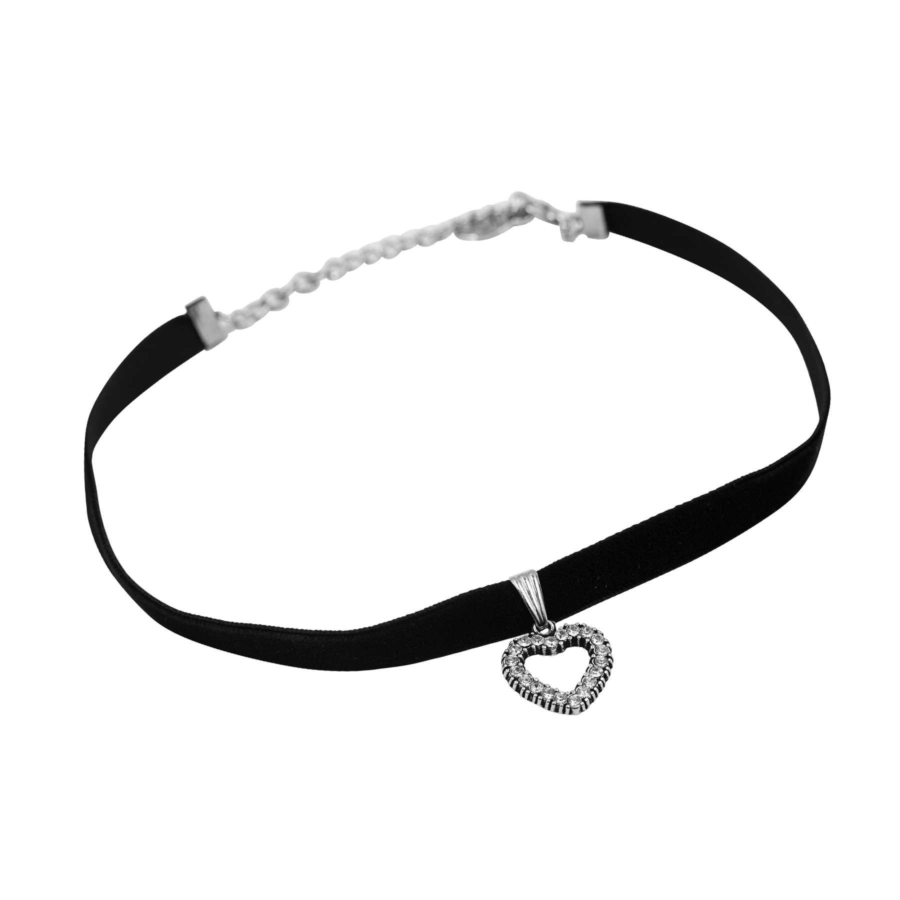 Herz Halskette mit Swarovskisteinen - Samtband