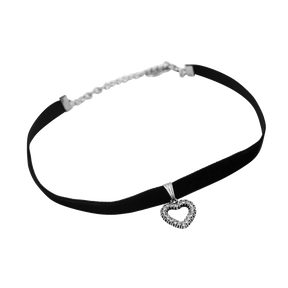 Herz Halskette mit Swarovskisteinen - Samtband