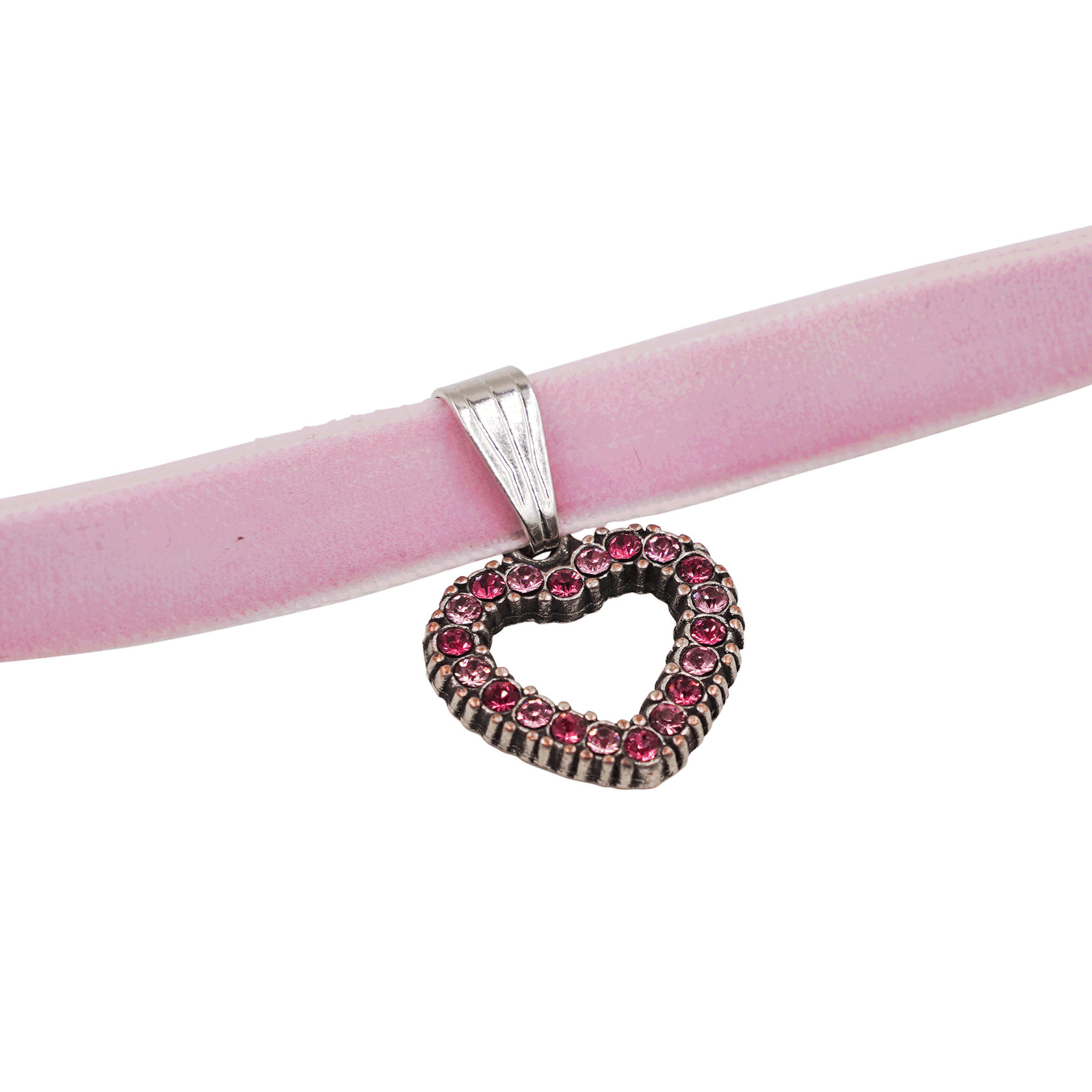 Herz Halskette mit Swarovskisteinen - Samtband
