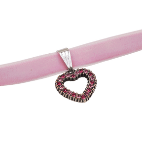 Herz Halskette mit Swarovskisteinen - Samtband