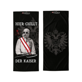 Hier chillt der Kaiser Mikrofaser Badetuch schwarz