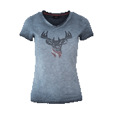 Hirsch Glitzer T-Shirt Damen dunkelblau #Farbe_Dunkelblau