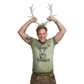Hirsch Wüdara T-Shirt grün Geweih