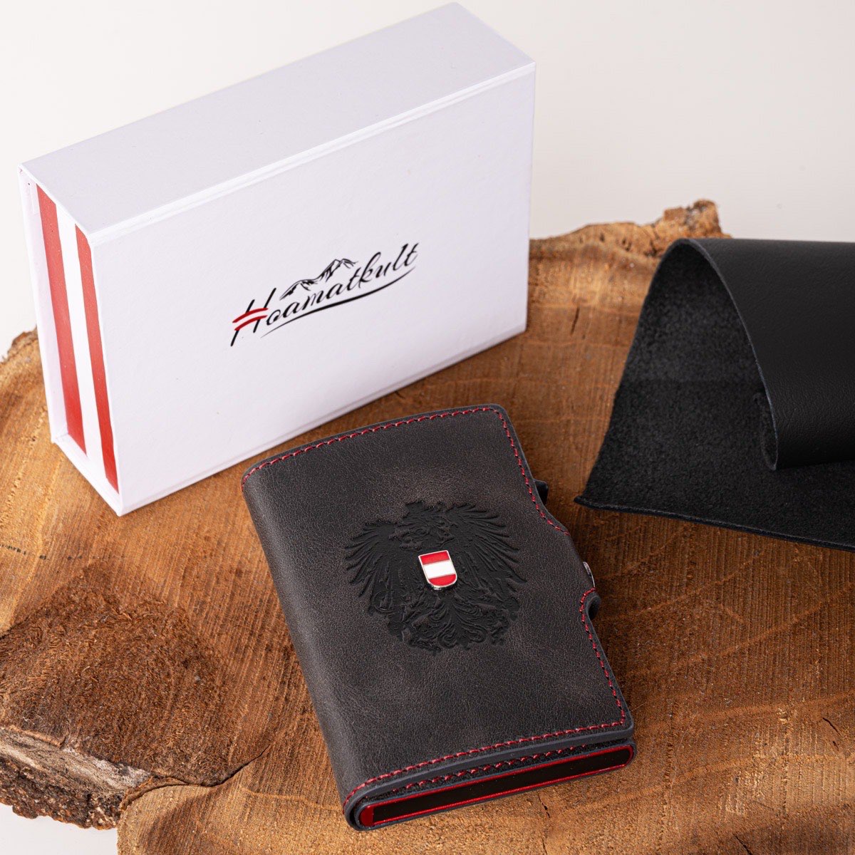 Adler Smart Wallet Bifold mit Karten-Pop-Up Funktion aus Echtleder