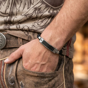 Hoamatkult Herren Armband Edelstahl Leder