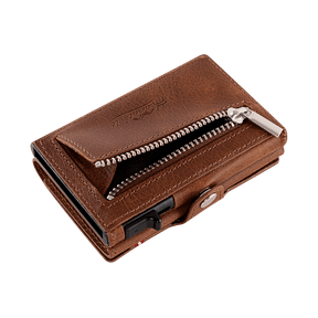 Adler Smart Wallet Trifold mit Karten-Pop-Up Funktion aus Echtleder - Klassik Braun