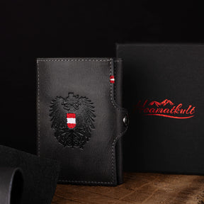 Adler Slim Wallet aus Echtleder mit Spiegel, Münzfach & RFID-Schutz