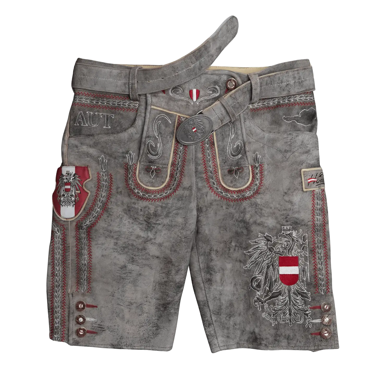 Kult Lederhose Österreich Adler - Vintage Grau