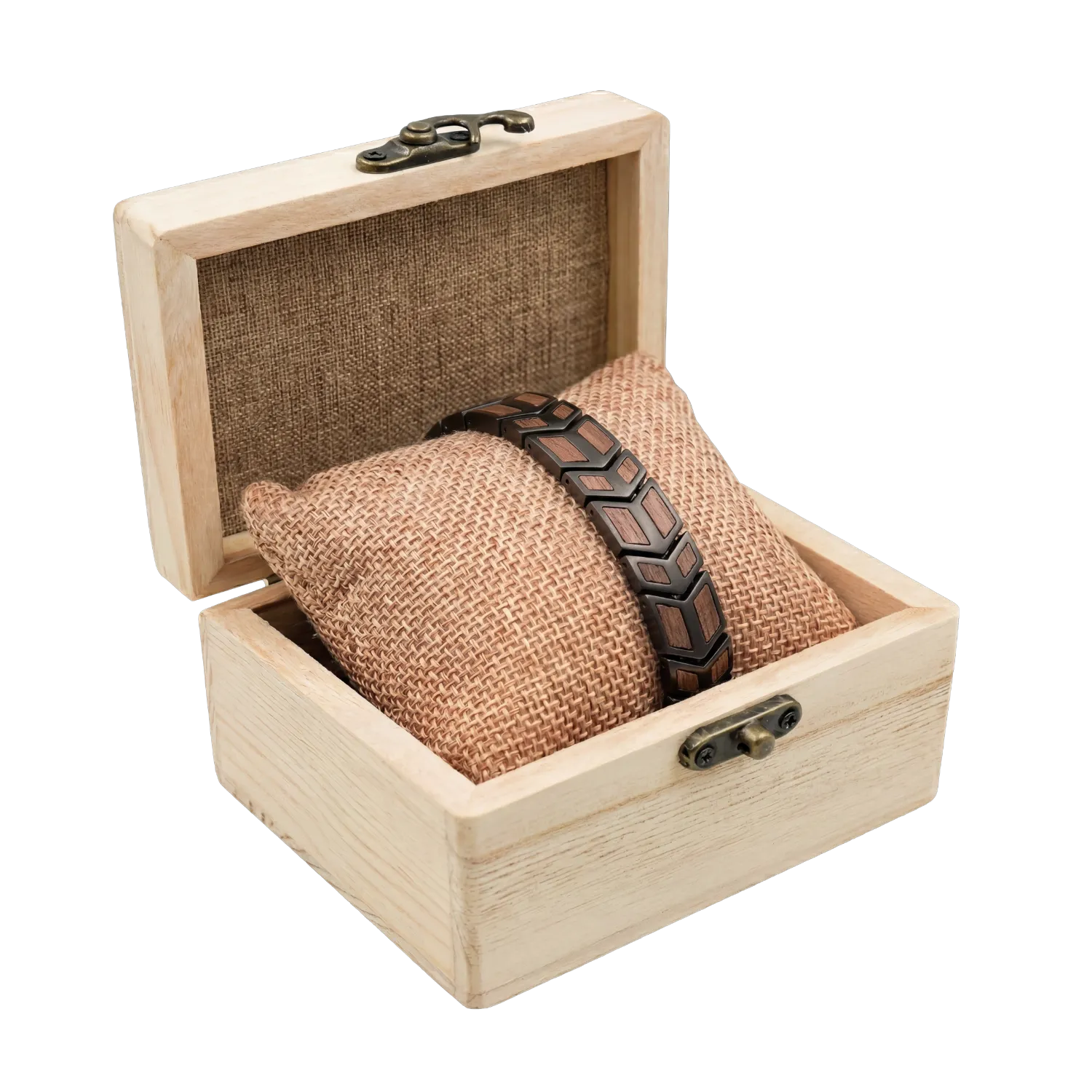 Holzarmband in Holz Geschenkbox Edelstahl