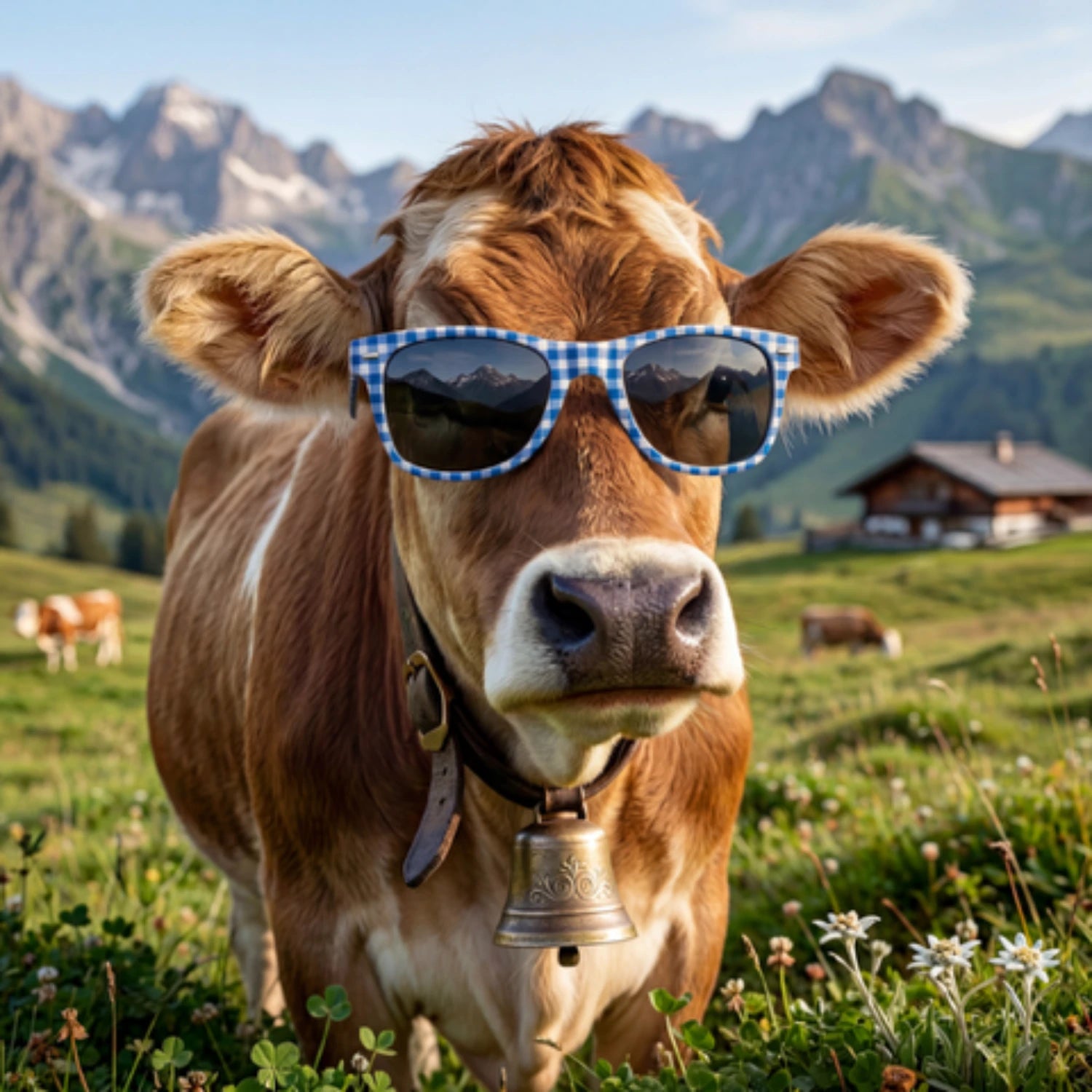 Karo Trachten Sonnenbrille - Dunkelblau
