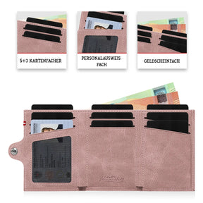Adler Slim Wallet aus Echtleder mit Spiegel, Münzfach & RFID-Schutz - Altrosa