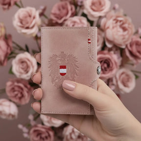 Adler Slim Wallet aus Echtleder mit Spiegel, Münzfach & RFID-Schutz - Altrosa