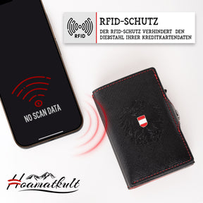 Adler Smart Wallet Trifold mit Karten-Pop-Up Funktion aus Echtleder