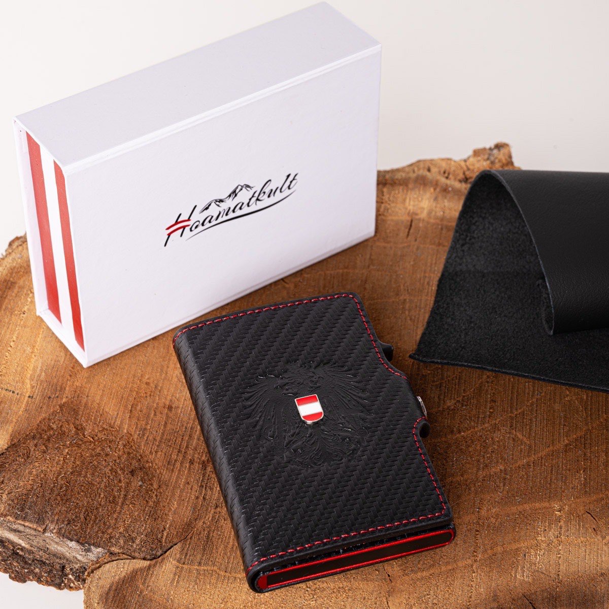 Adler Smart Wallet Bifold mit Karten-Pop-Up Funktion aus Echtleder