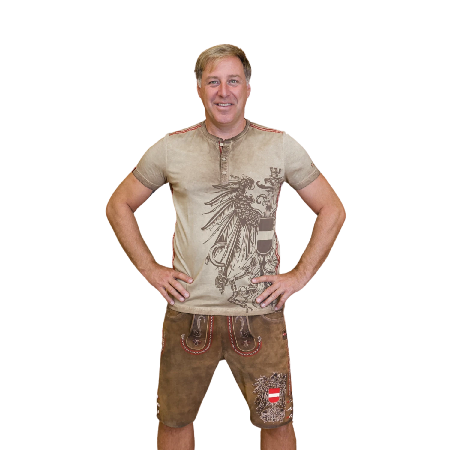 Kult Lederhose Österreich Adler - Klassik Braun
