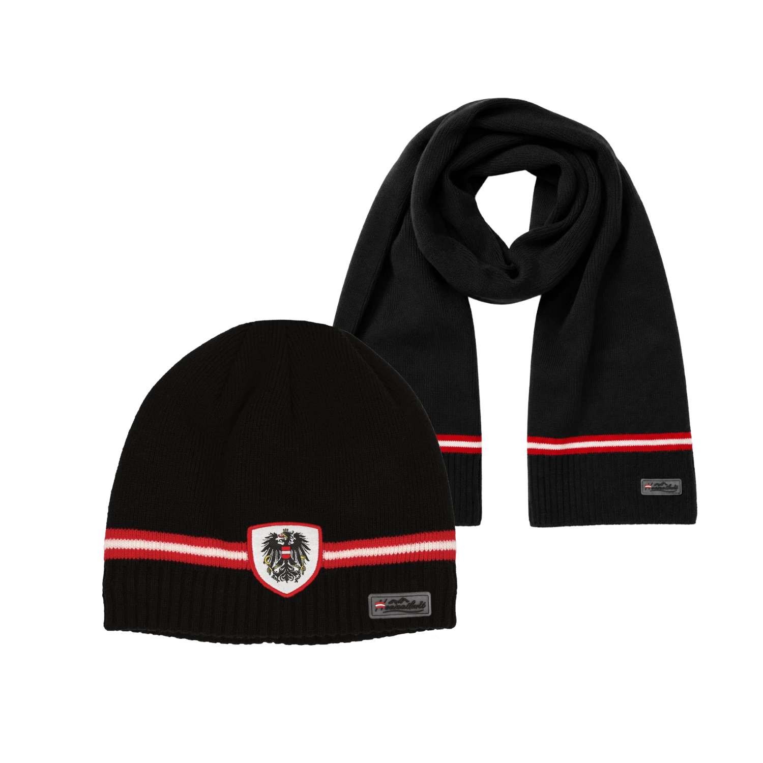 Merino Set Mütze und Schal Schwarz #Farbe_Schwarz