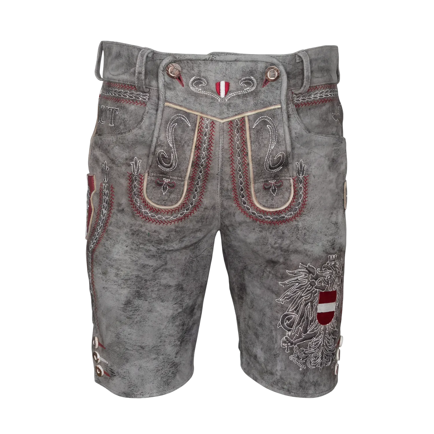 Kult Lederhose Österreich Adler - Vintage Grau