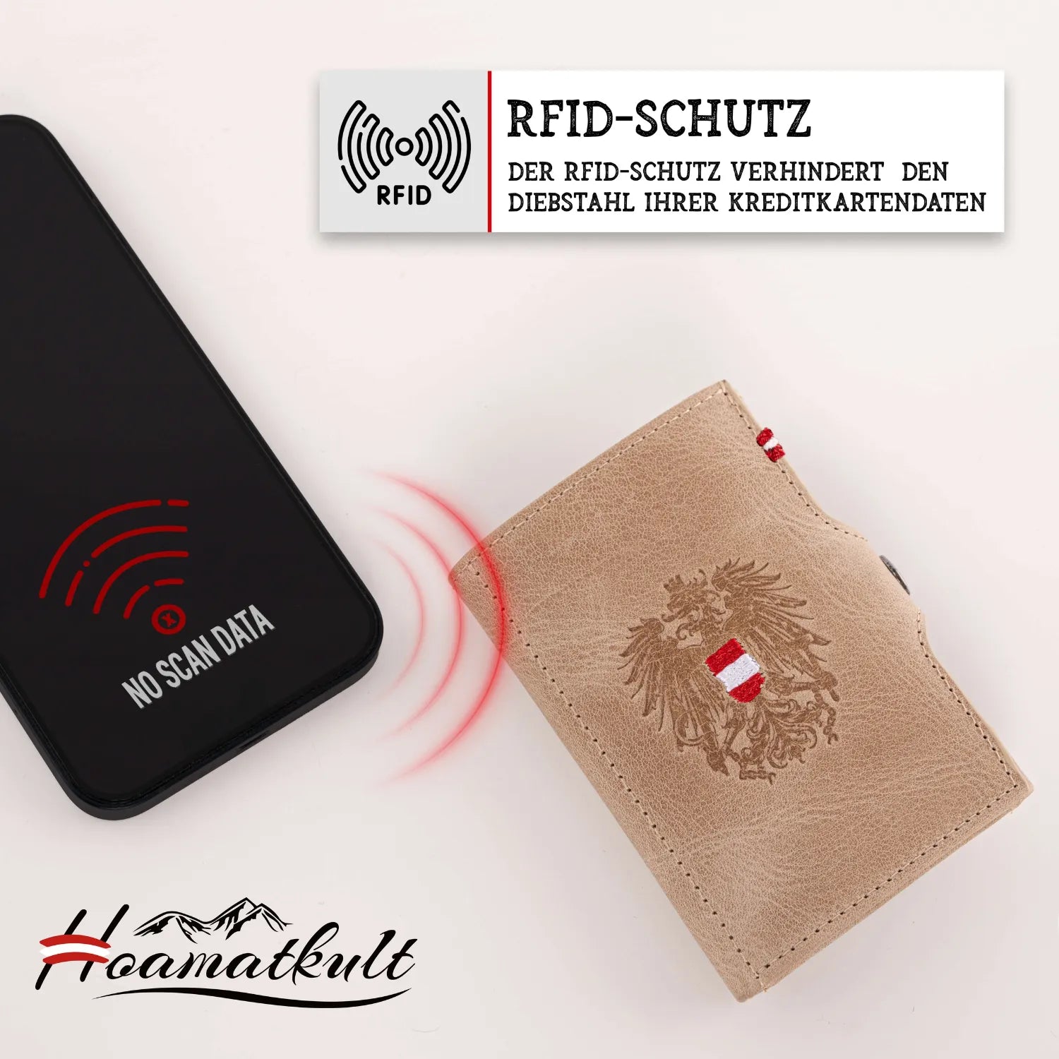 Österreich Adler Damen Geldtasche klein RFID Schutz #Farbe_Beige