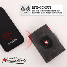 Adler Slim Wallet aus Echtleder mit Spiegel, Münzfach & RFID-Schutz