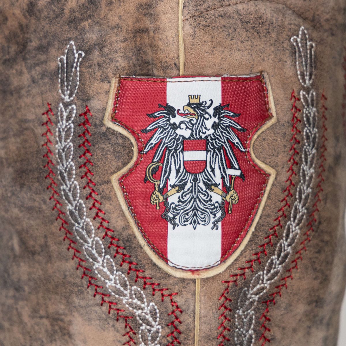 Österreich Adler Detail Lederhose #Farbe_Vintage-Braun