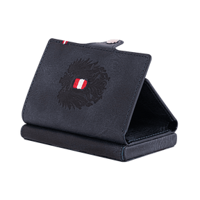 Adler Smart Wallet Trifold mit Karten-Pop-Up Funktion aus Echtleder - Dunkelblau