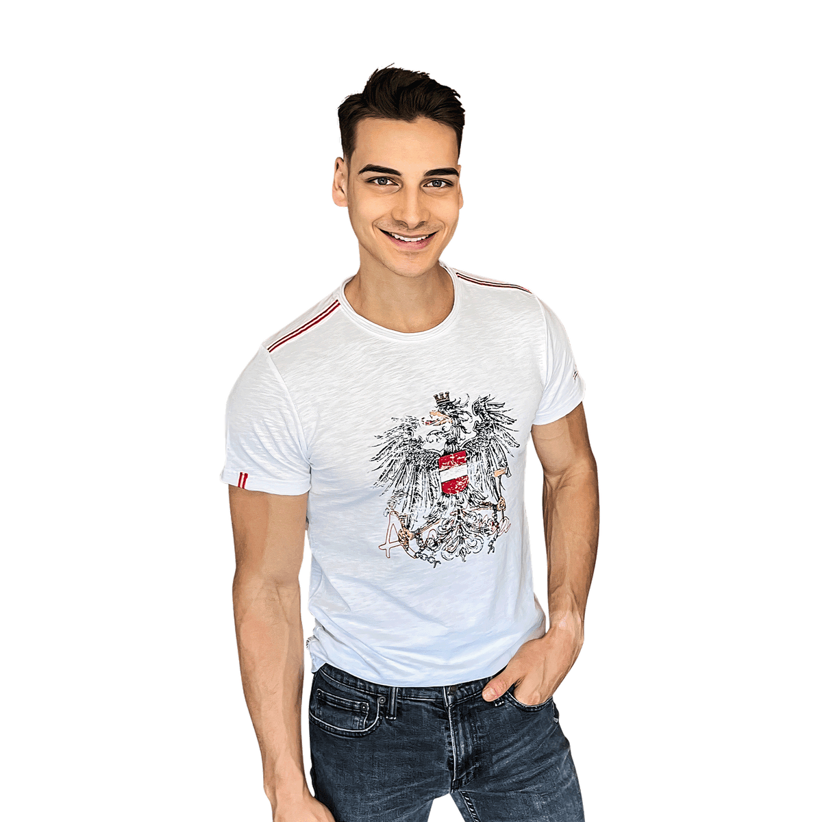 Österreich Adler Flammgarn T-Shirt weiß #Farbe_Weiß