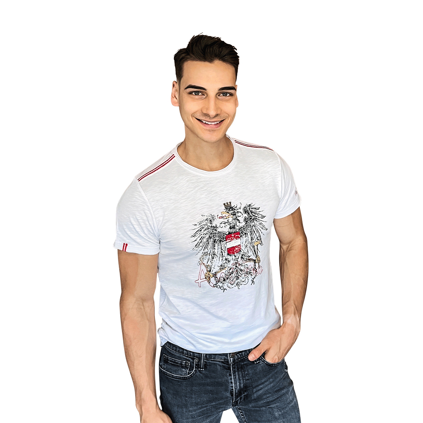 Österreich Adler T-Shirt Flammgarn - Weiss