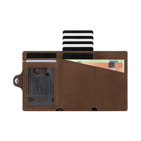 Adler Smart Wallet Trifold mit Karten-Pop-Up Funktion aus Echtleder