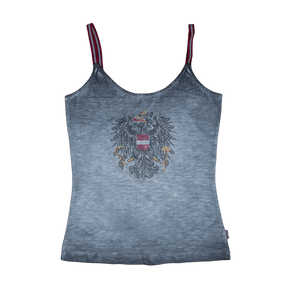Österreich Adler Glitzer Top Damen blau