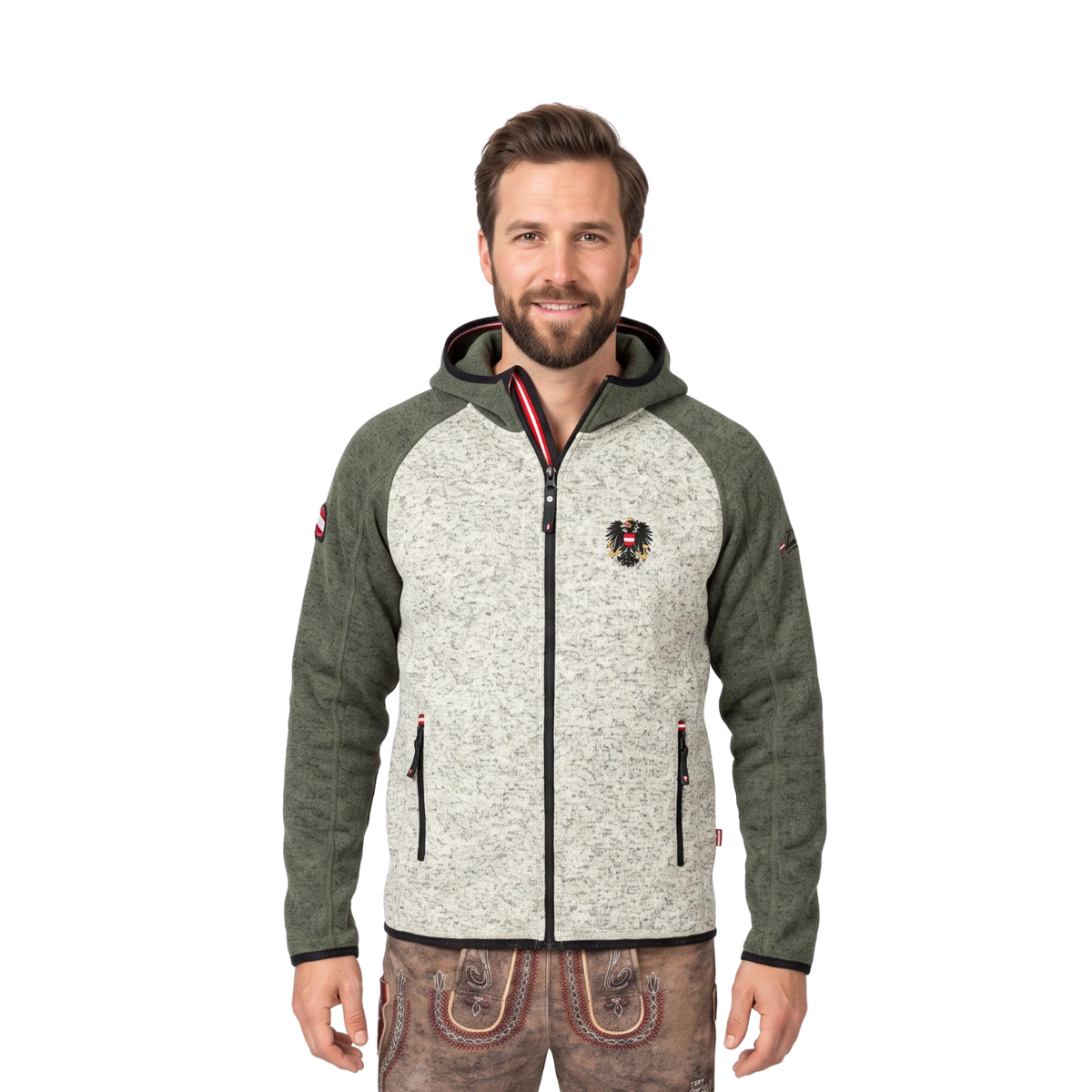 Österreich Adler Kontrast Jacke dunkelgrün #Farbe_Hellgrün/Dunkelgrün