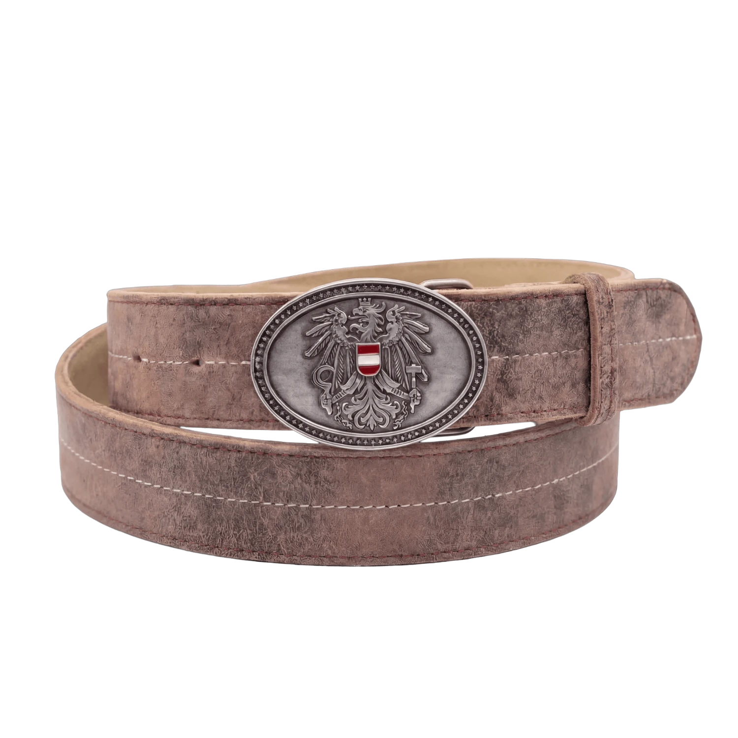 Österreich Adler Premium Ledergürtel - Vintage-Braun