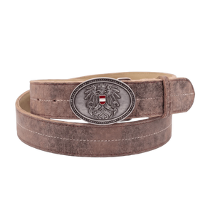Österreich Adler Premium Ledergürtel - Vintage-Braun