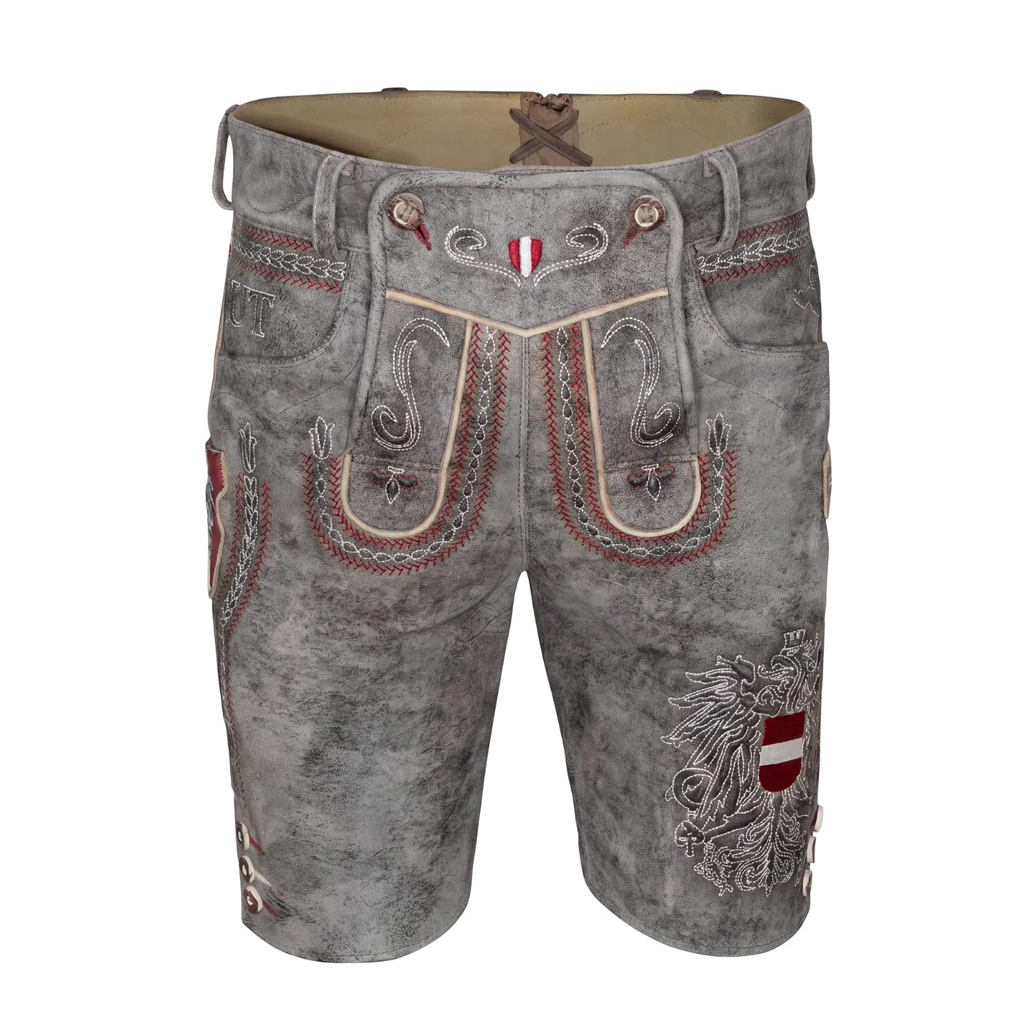 Kult Lederhose Österreich Adler - Vintage Grau
