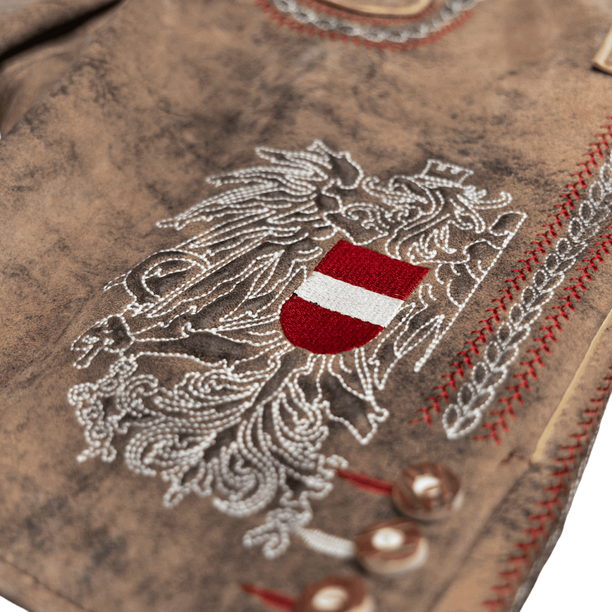 Kult Lederhose Österreich Adler - Vintage Braun