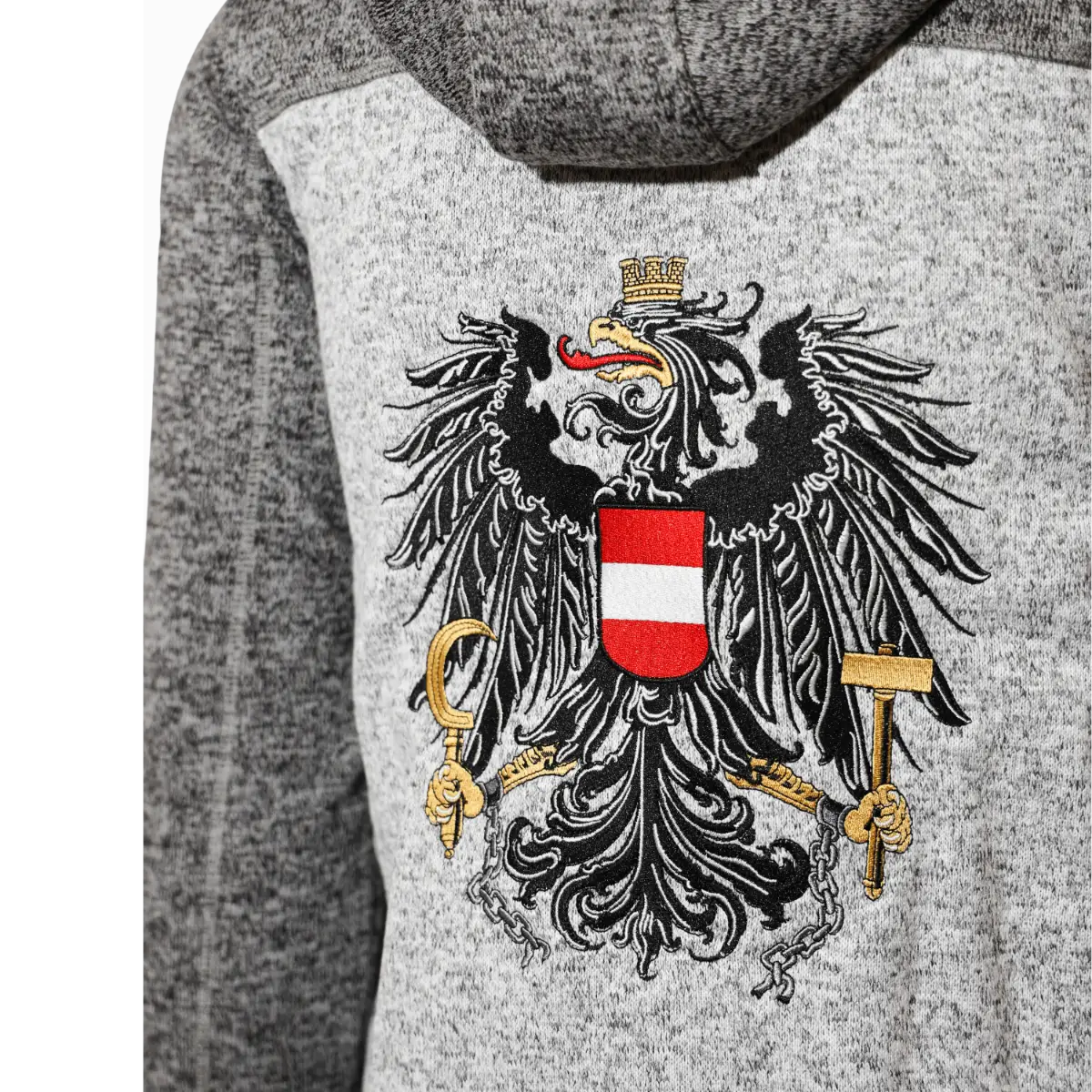 Österreich Adler Stickerei Herren Kultjacke #Farbe_Hellgrau/Dunkelgrau