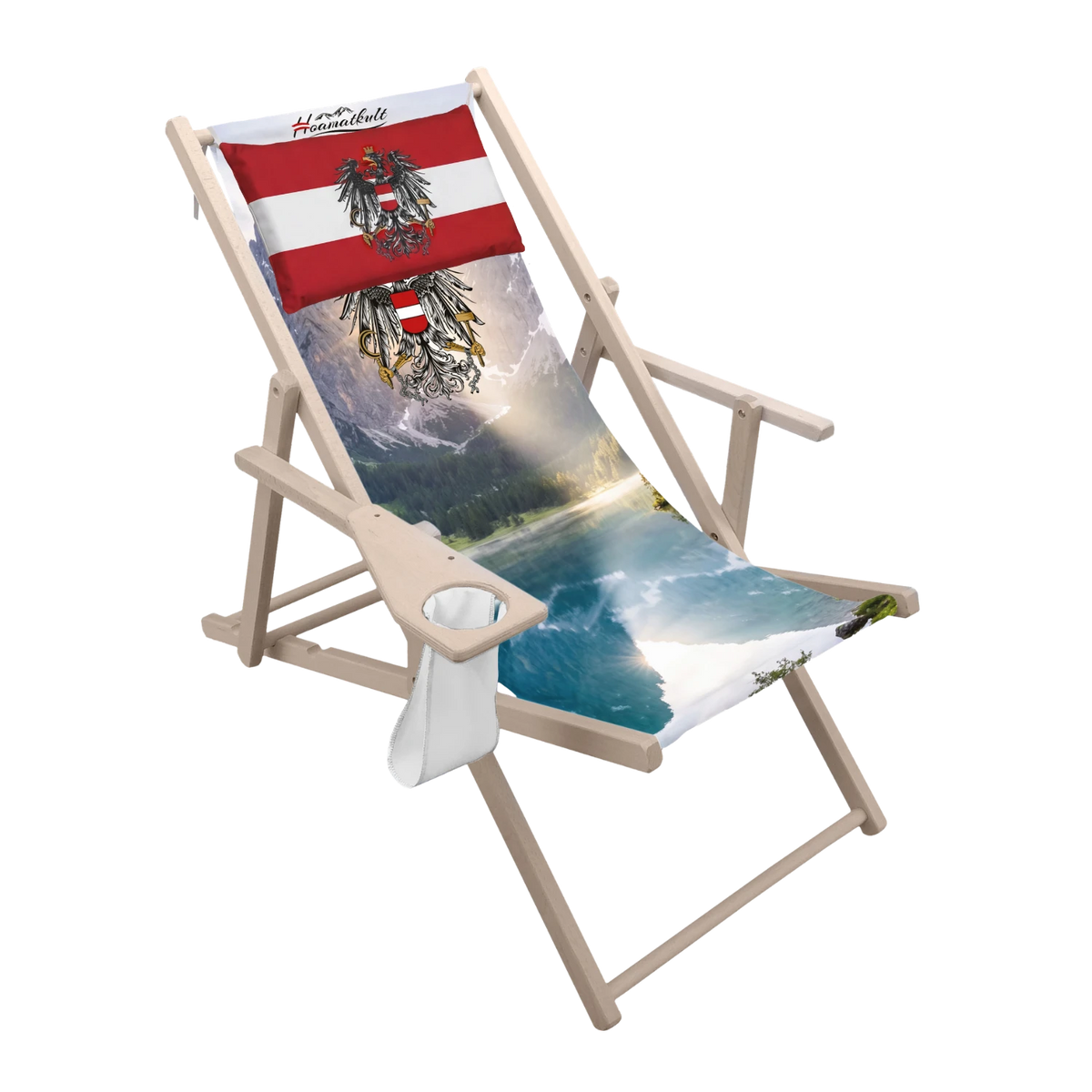 Österreich Adler Strandstuhl mit Kissen Bergmotiv