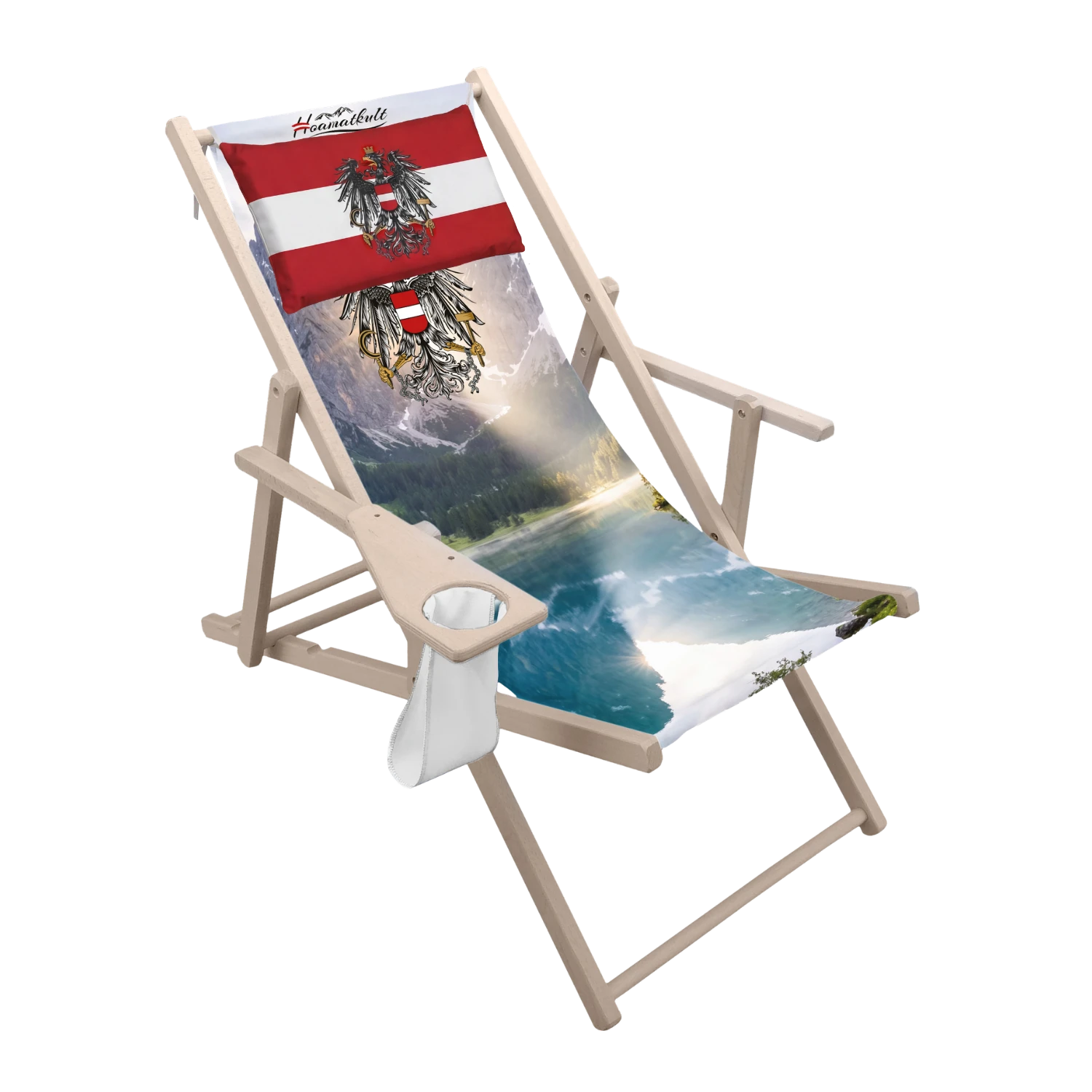 Österreich Adler Strandstuhl mit Kissen Bergmotiv