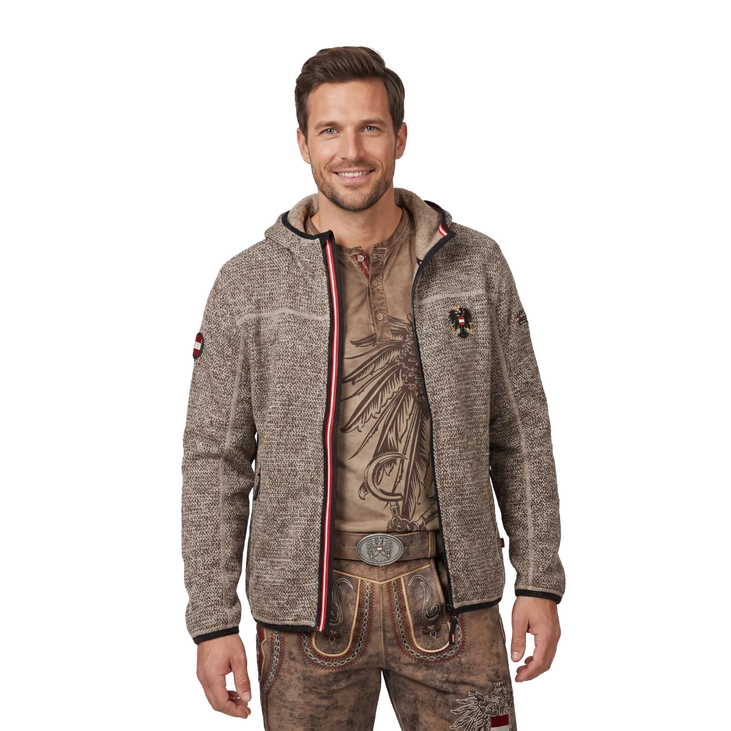 Österreich Kultjacke mit Kapuze - Strickoptik