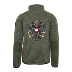 Österreich Adler Strickfleece Weste ohne Kapuze dunkelgrün Herren