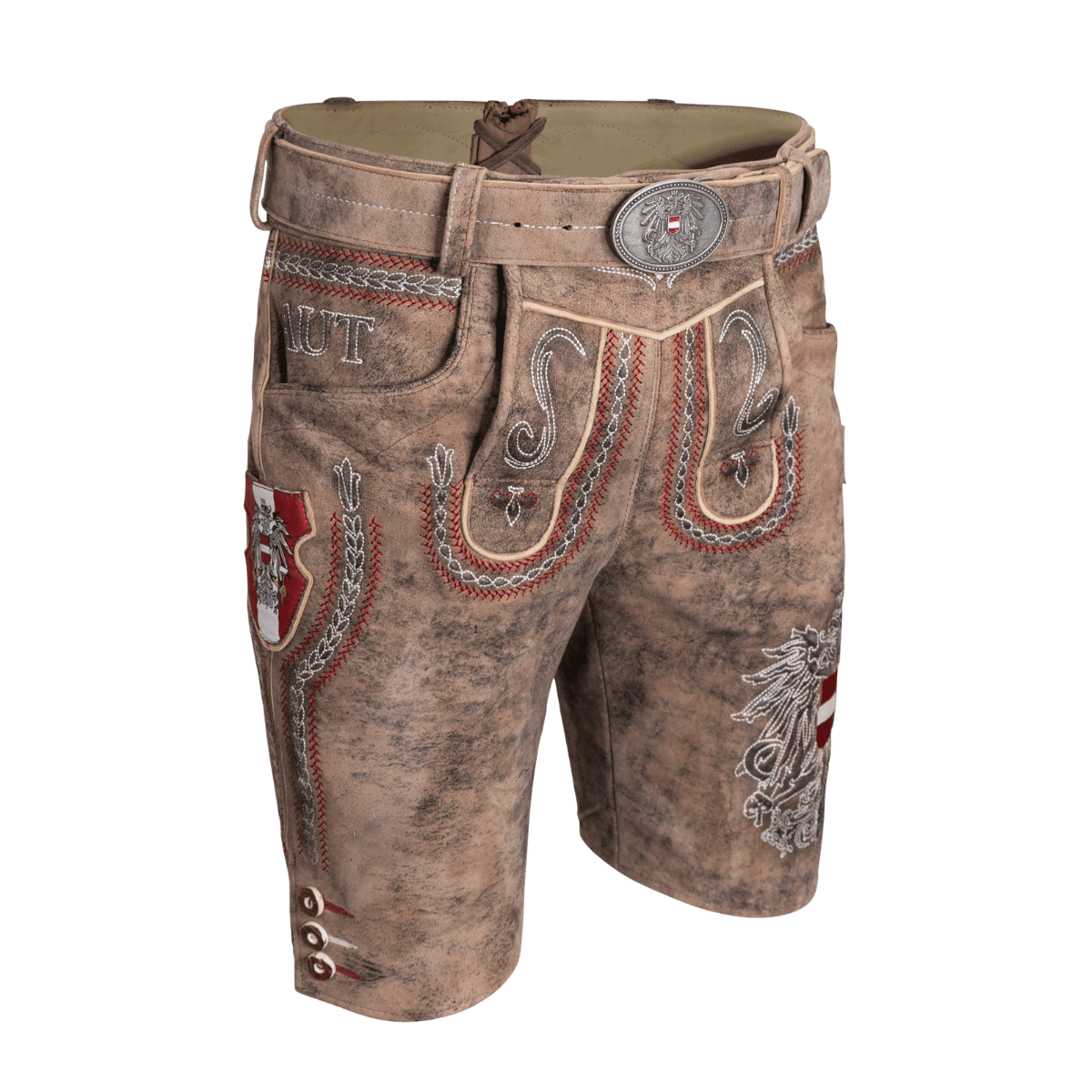 Kult Lederhose Österreich Adler - Vintage Braun