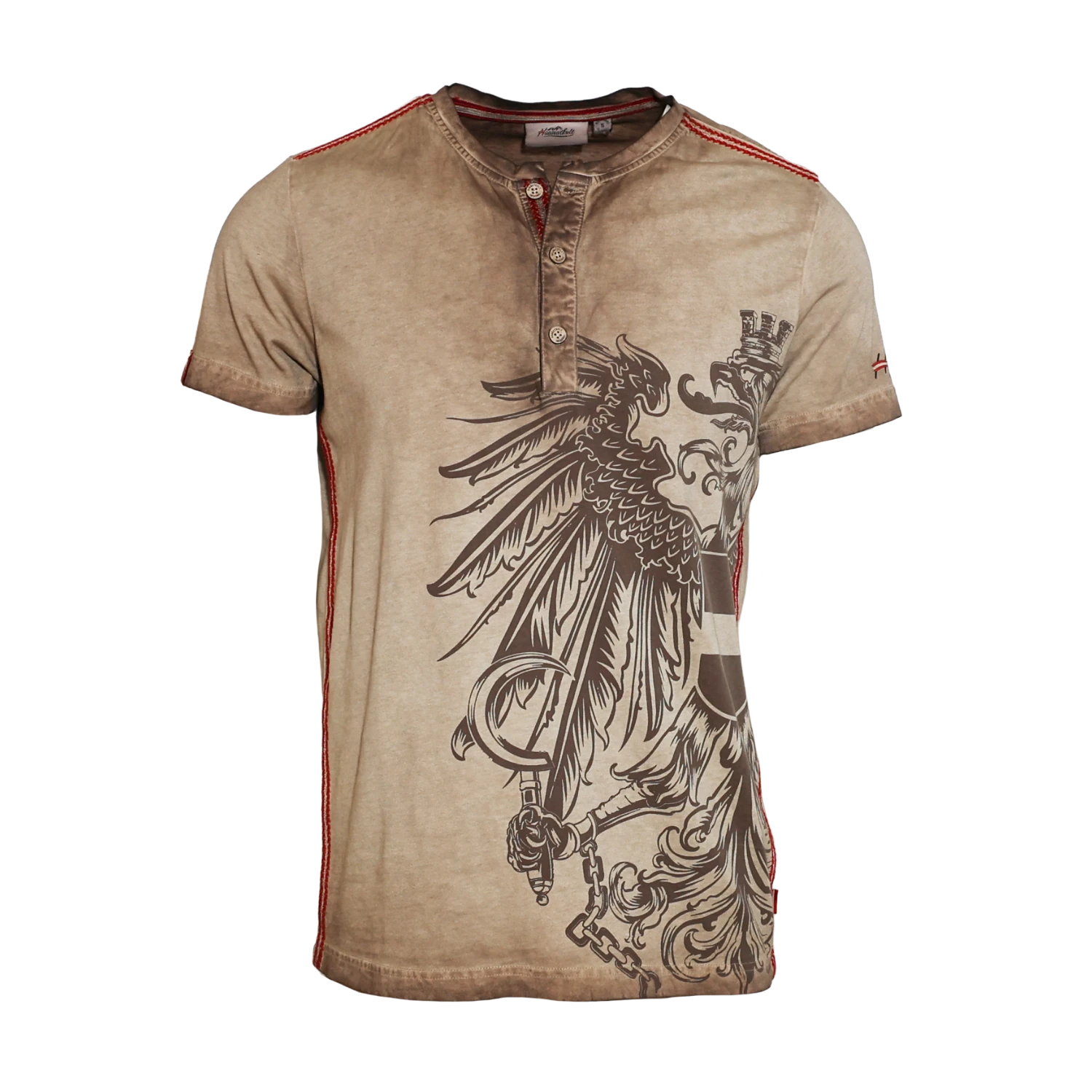 Österreich Adler Vintage Trachten T-Shirt - Hellbraun