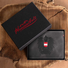 Österreich Adler Geldtasche - Leder Schwarz